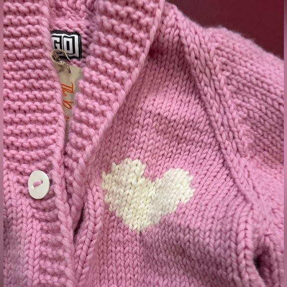 NWT New with Tags Gogo Sweaters Pink Heart Knit Jacket Wool - Picture 2 of 3